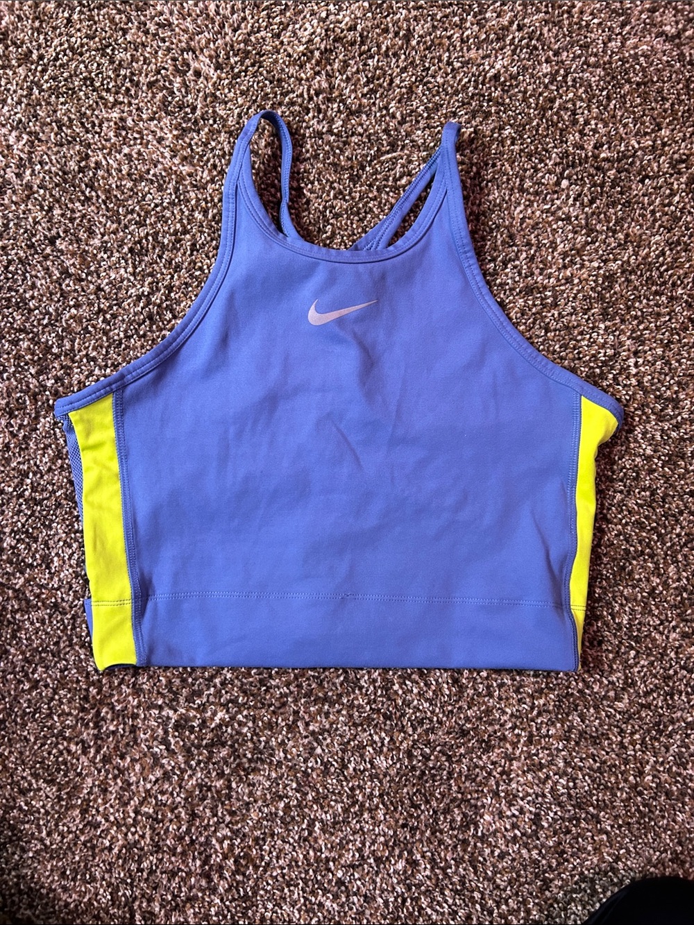 Nike Purple Cropped Athletic Tank with Yellow Side Panels